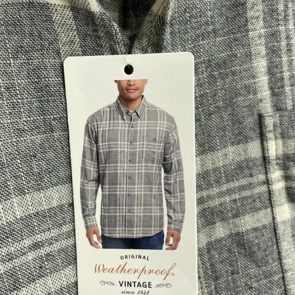 NEW Weatherproof Vintage Men's Size M Gray Plaid Button-Up Flannel Shirt - Picture 8 of 9